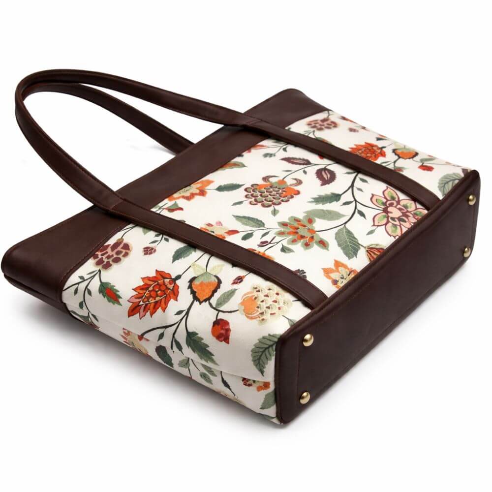 Floral Charm Everyday Tote (Brown)